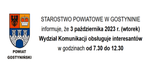 Informacja dot. pracy Wydziału Komunikacji w dniu 03.10.2023 r.