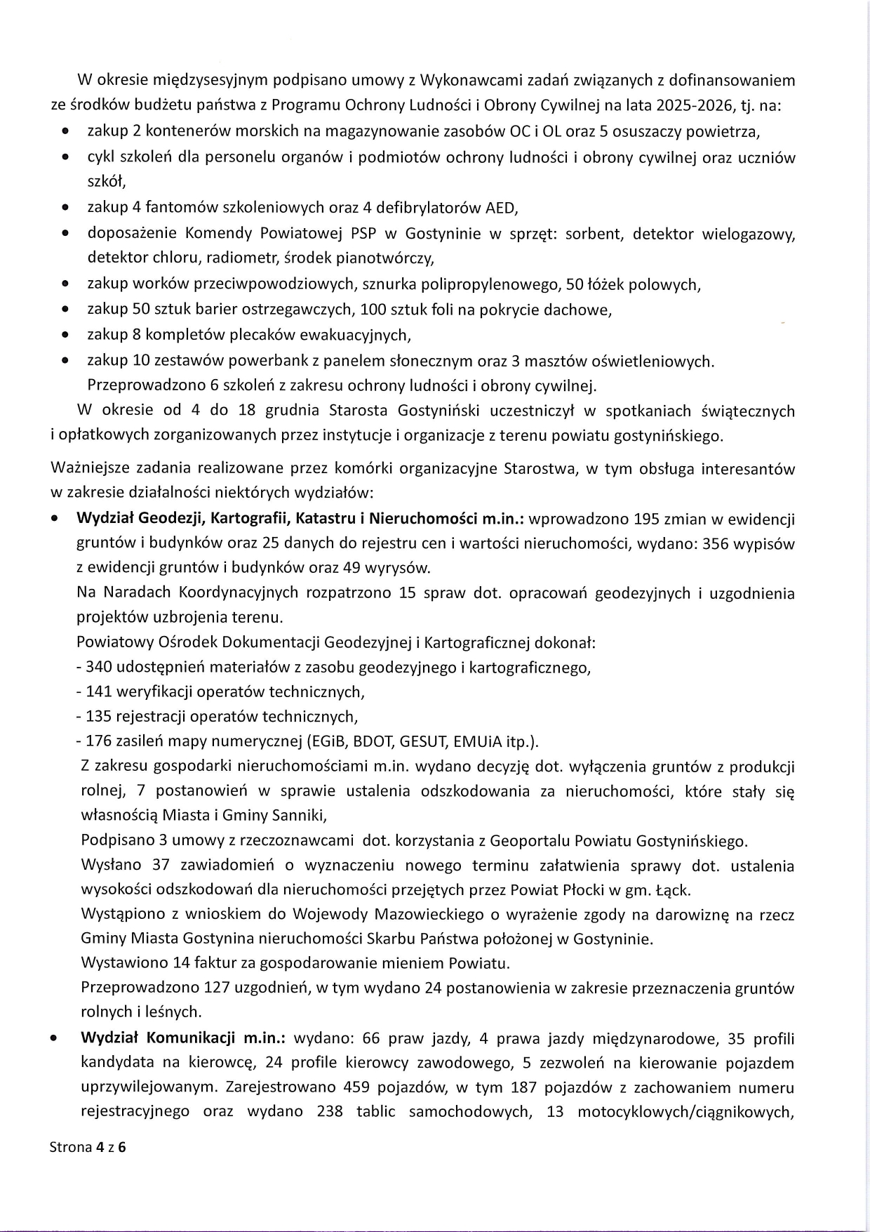 Sprawozdanie Starosty Gostyninskiego od 27.11 do 17.12.2025 r. page 0004