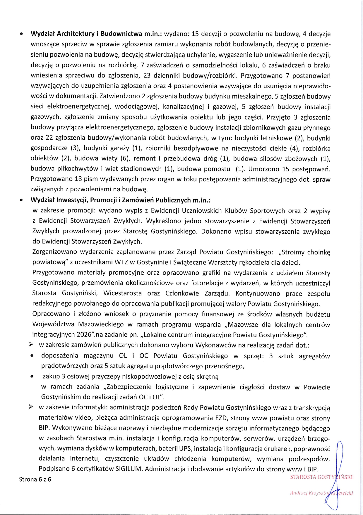 Sprawozdanie Starosty Gostyninskiego od 27.11 do 17.12.2025 r. page 0006